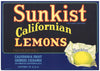 Sunkist Brand Vintage Lemon Crate Label, wear