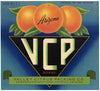 VCP Brand Vintage Phoenix Arizona Grapefruit Crate Label