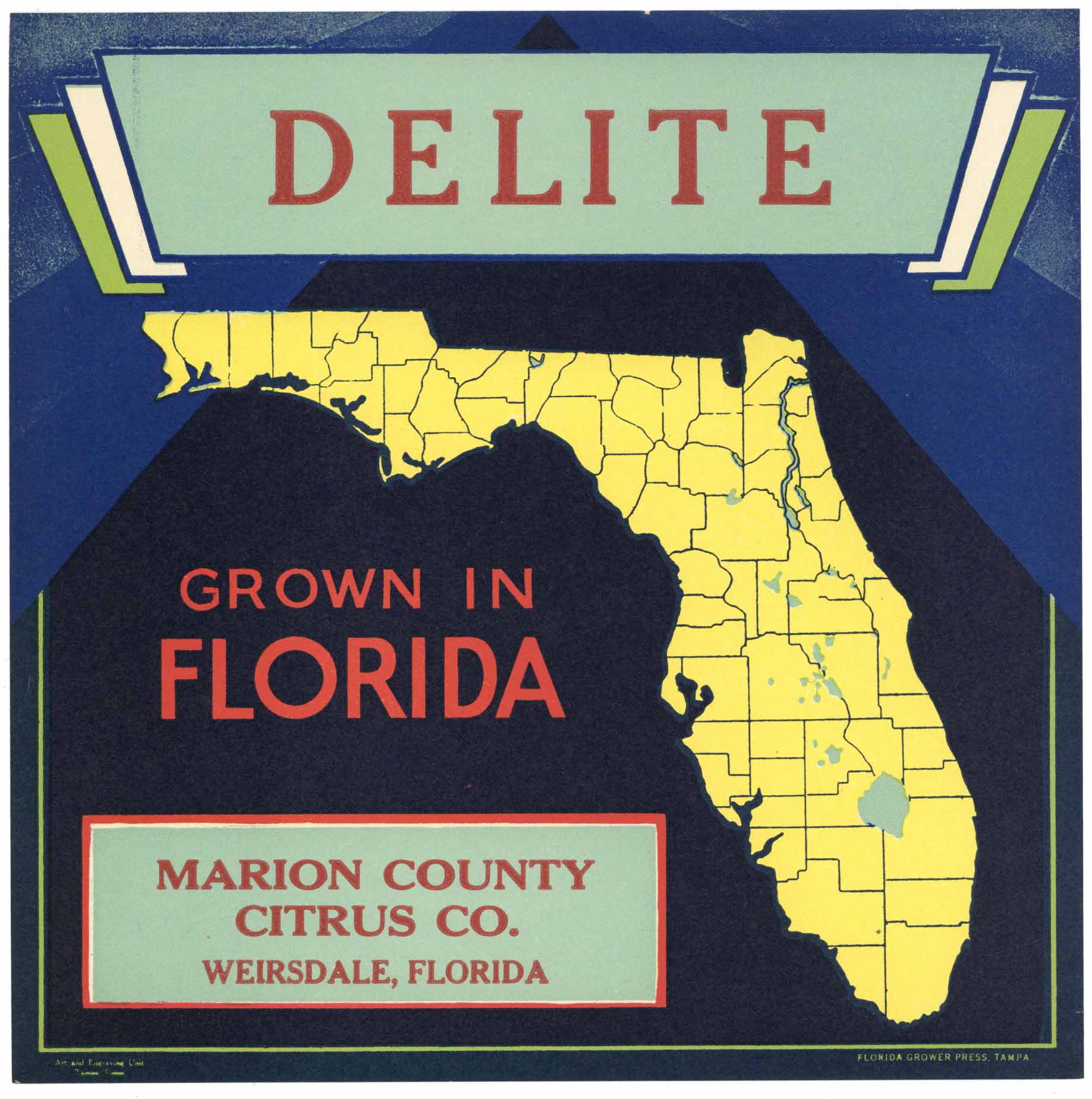 Delite Brand Vintage Weirsdale Florida Citrus Crate Label