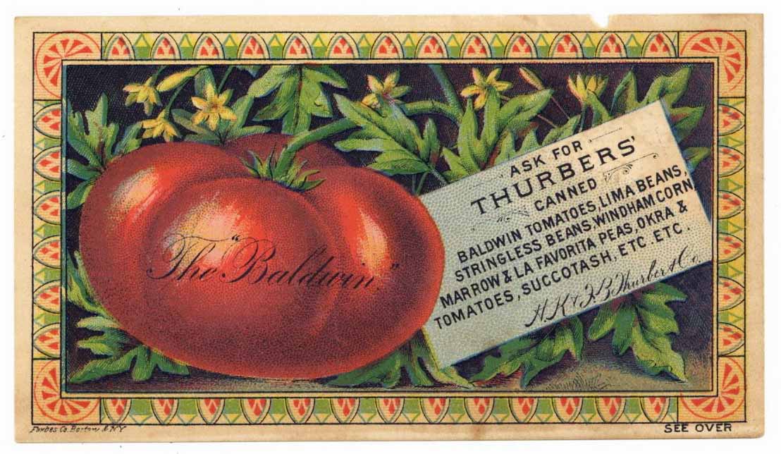 Victorian Trade Card, Thurber's Canned Goods