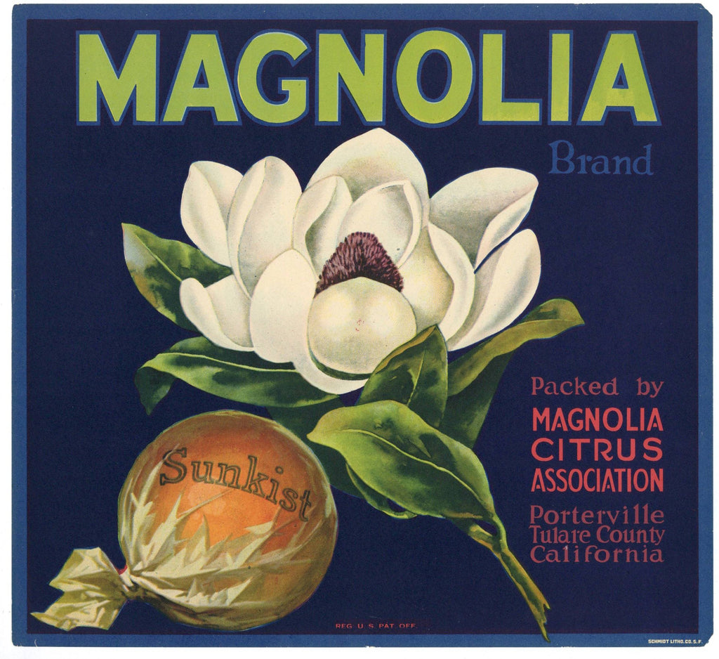 Magnolia Brand Vintage Porterville Orange Crate Label, wear
