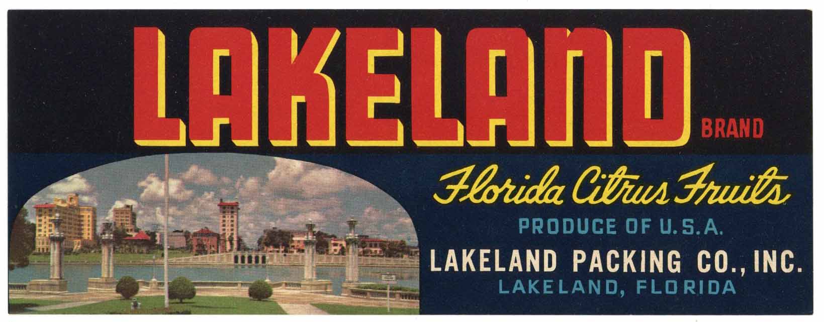 Lakeland Brand Vintage Lakeland Florida Citrus Crate Label