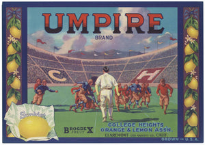 Umpire Brand Vintage Claremont California Lemon Crate Label