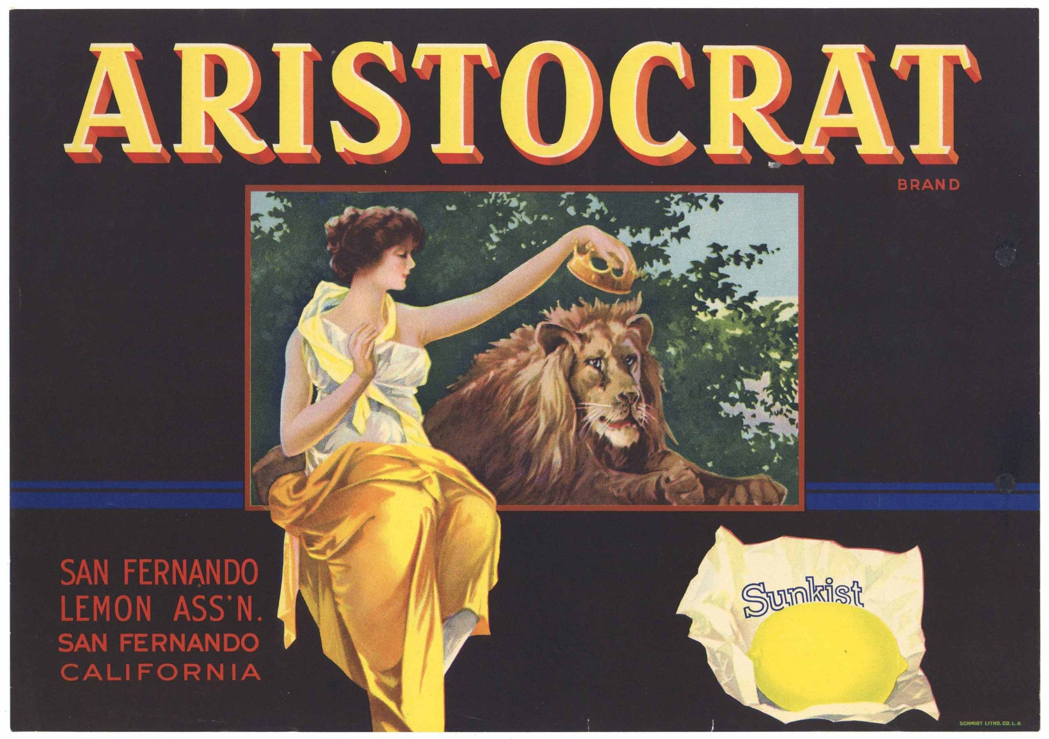 Aristocrat Brand Vintage San Fernando California Lemon Crate Label