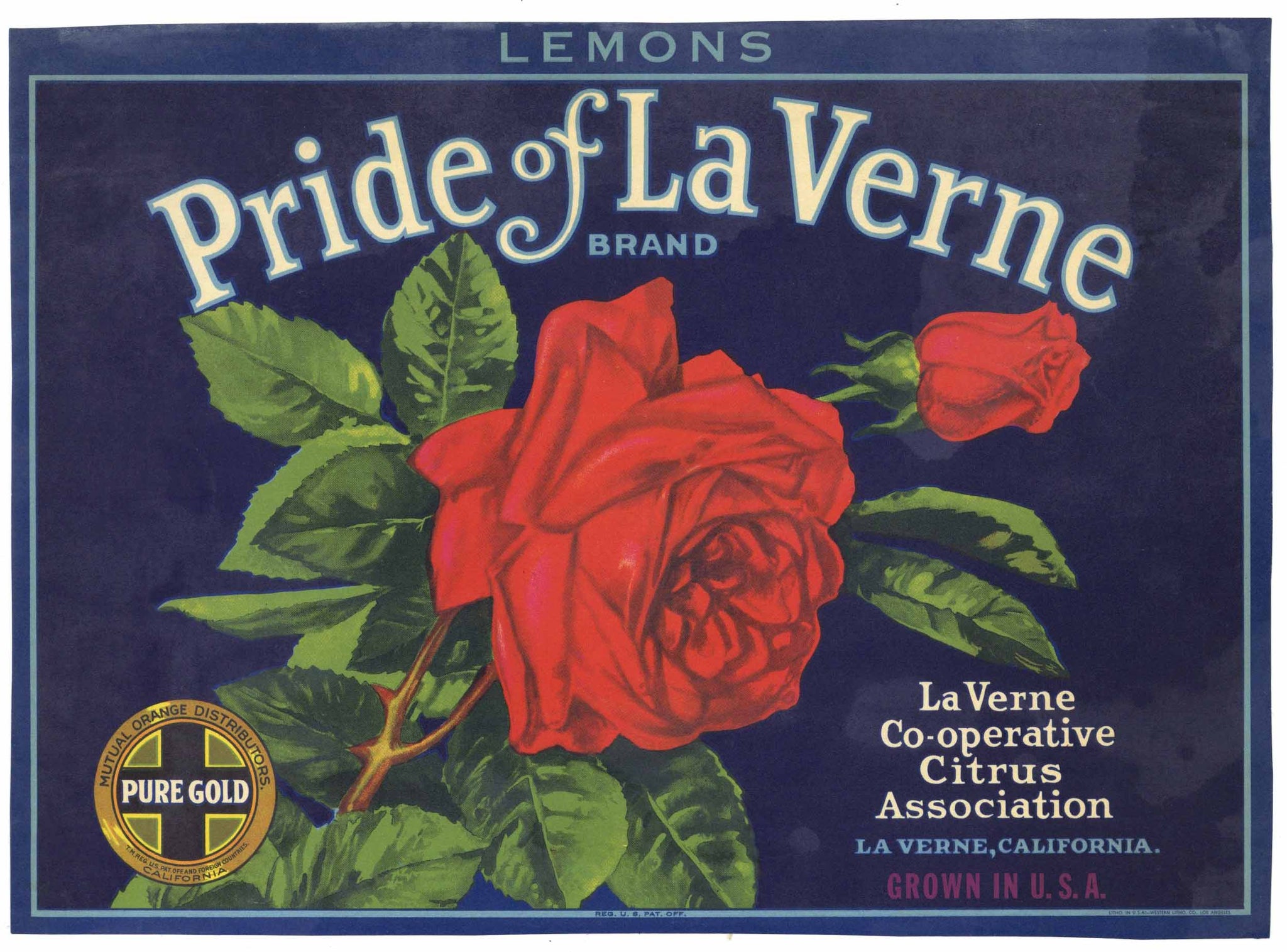 Pride of La Verne Brand Vintage California Lemon Crate Label