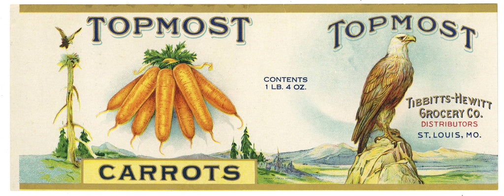 Topmost Brand Vintage St. Louis Missouri Carrots Can Label