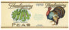 Thanksgiving Brand Vintage Peas Can Label