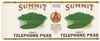 Summit Brand Vintage Akron Ohio Telephone Peas Can Label