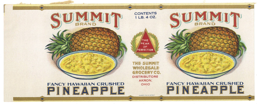 Summit Brand Vintage Akron Ohio Pineapple Can Label