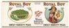 Royal Boy Brand Vintage Fairbury Nebraska Peas Can Label