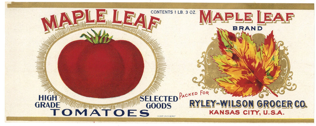 Maple Leaf Brand Vintage Kansas City Tomato Can Label