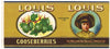Louis Brand Vintage Oklahoma Gooseberries Can Label