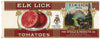 Elk Lick Brand Vintage Springfield Ohio Tomato Can Label