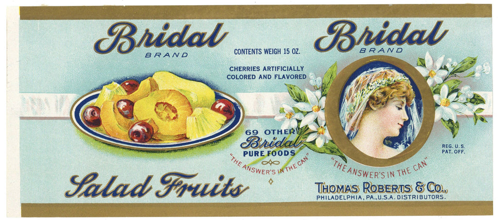 Bridal Brand Vintage Philadelphia Pennsylvania Salad Fruits Can Label