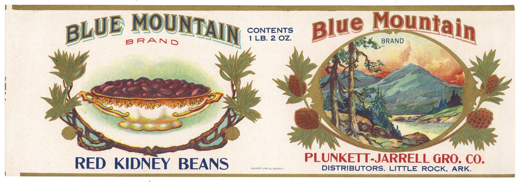Blue Mountain Brand Vintage Little Rock Arkansas Red Kidney Beans Can Label
