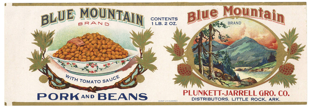 Blue Mountain Brand Vintage Little Rock Arkansas Pork and Beans Can Label