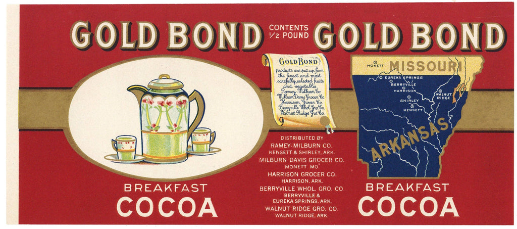 Gold Bond Brand Vintage Arkansas Breakfast Coca Can Label