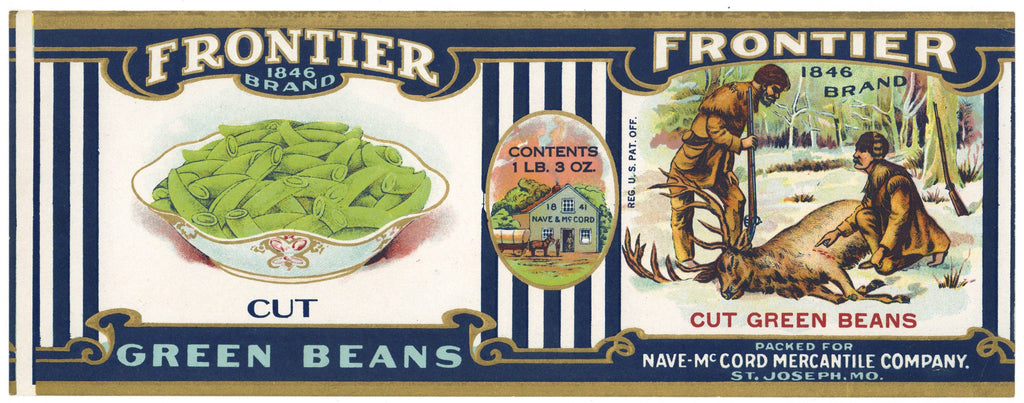 Frontier Brand Vintage St. Joseph Missouri Green Beans Can Label