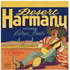 Desert Harmany Brand Vintage Yuma Arizona Citrus Crate Label, grapefruit