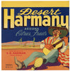 Desert Harmany Brand Vintage Yuma Arizona Citrus Crate Label, grapefruit