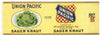 Union Pacific Brand Vintage Omaha Nebraska Sauer Kraut Can Label