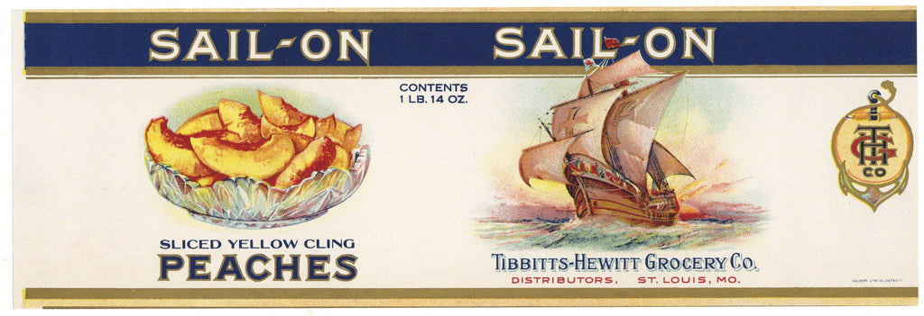 Sail-On Brand Vintage St. Louis Missouri Peach Can Label