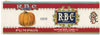 R B C Brand Vintage Lincoln Nebraska Pumpkin Can Label