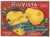 Rio Vista Brand Vintage Sacramento Delta Pear Crate Label