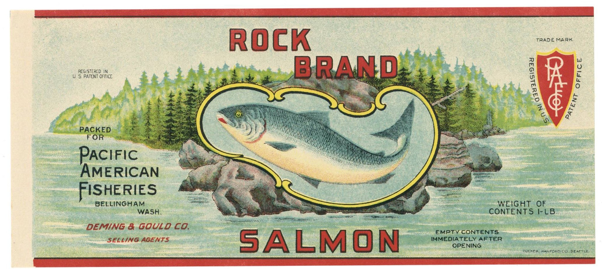 Rock Brand Vintage Bellingham Washington Salmon Can Label