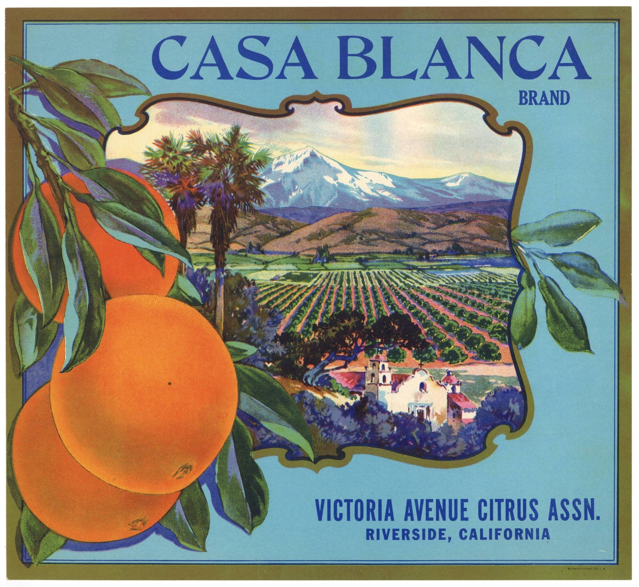 Casa Blanca Brand Vintage Riverside California Orange Crate Label
