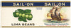 Sail-On Brand Vintage St. Louis Missouri Lima Beans Can Label