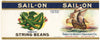 Sail-On Brand Vintage St. Louis Missouri String Beans Can Label