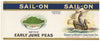 Sail-On Brand Vintage St. Louis Missouri Early June Peas Can Label