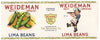 Weideman Brand Vintage Cleveland Ohio Lima Beans Can Label