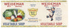 Weideman Brand Vintage Cleveland Ohio Vegetable Soup Can Label