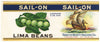 Sail-On Brand Vintage St. Louis Missouri Lima Beans Can Label