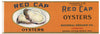 Red Cap Brand Vintage Detroit Michigan Oyster Can Label