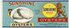 Sunshine Brand Vintage Springfield Missouri Oyster Can Label