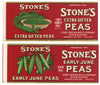 Stone's Brand Vintage Duluth Iowa Peas Can Labels, two
