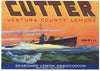 Cutter Brand Vintage Oxnard Lemon Crate Label, Grown in USA