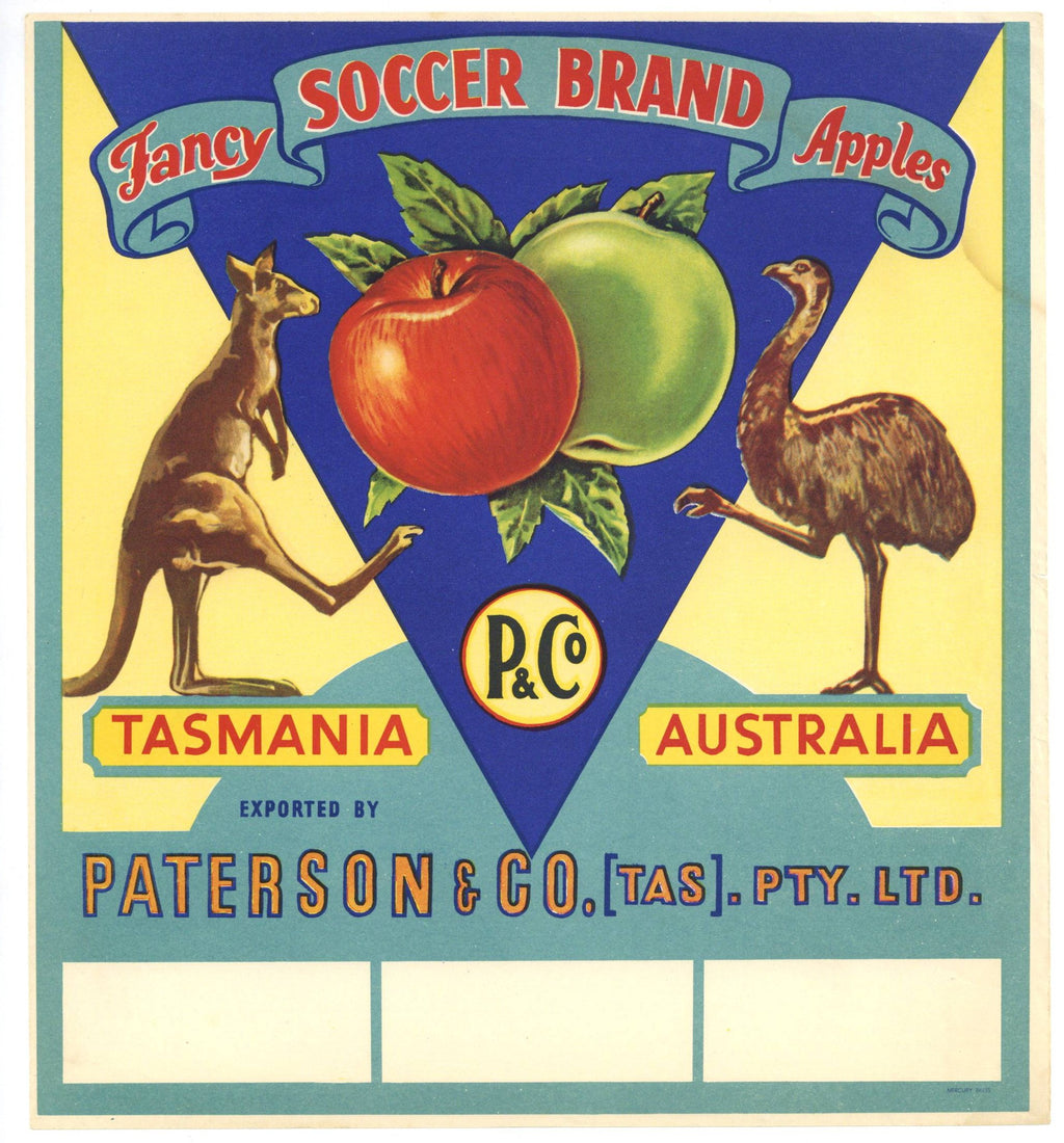 Soccer Brand Vintage Australian Apple Crate Label, tall