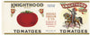 Knighthood Brand Vintage Tomatoes Can Label