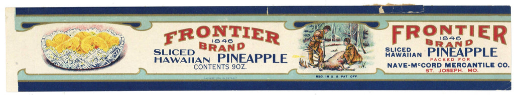 Frontier Brand Vintage St. Joseph Missouri Sliced Hawaiian Pineapple Can Label