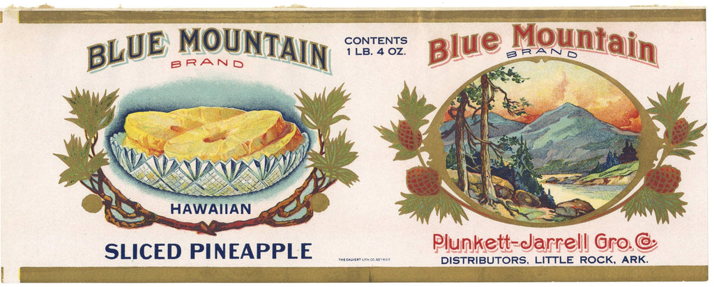 Blue Mountain Brand Vintage Little Rock Arkansas Sliced Pineapple Can Label