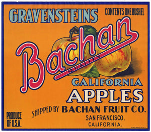 Bachan Brand Vintage Gravensteins Apple Crate Label, o