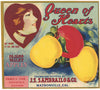 Queen Of Hearts Brand Vintage Watsonville California Apple Crate Label