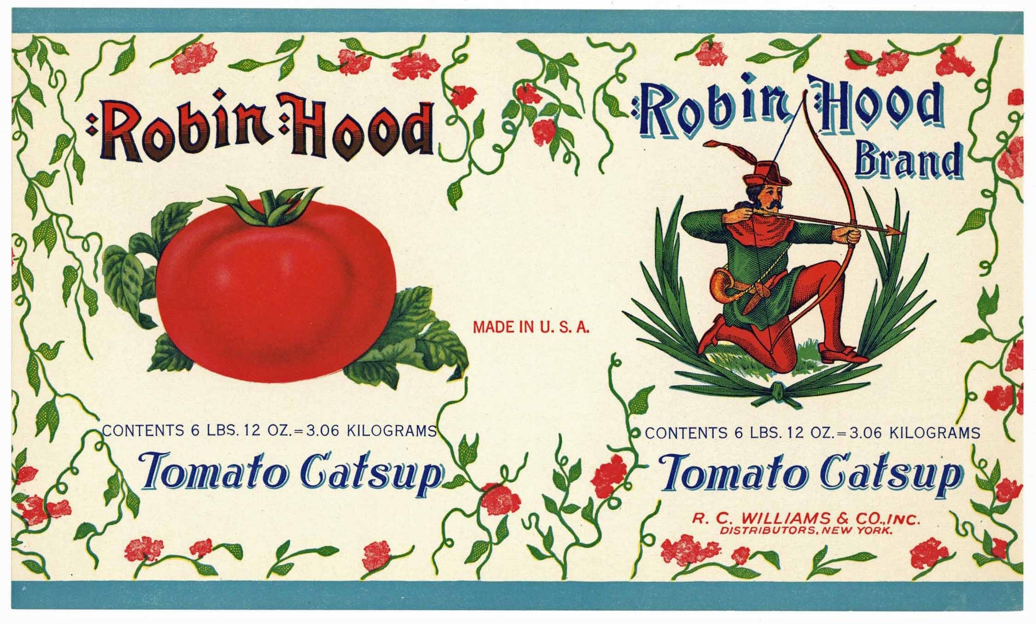 Robin Hood Brand Vintage Tomato Can Label