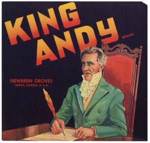 King Andy Brand Vintage Tampa Florida Citrus Crate Label