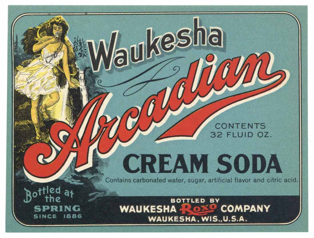 Waukesha Brand Vintage Cream Soda Bottle Label