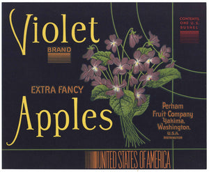 Violet Brand Vintage Yakima Washington Apple Crate Label, Extra Fancy